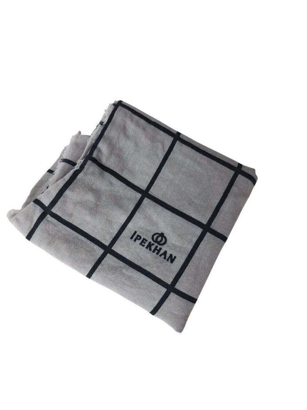Ipekhan Cotton Turkish Shawl Wrap Scarf Gray Black Checkered